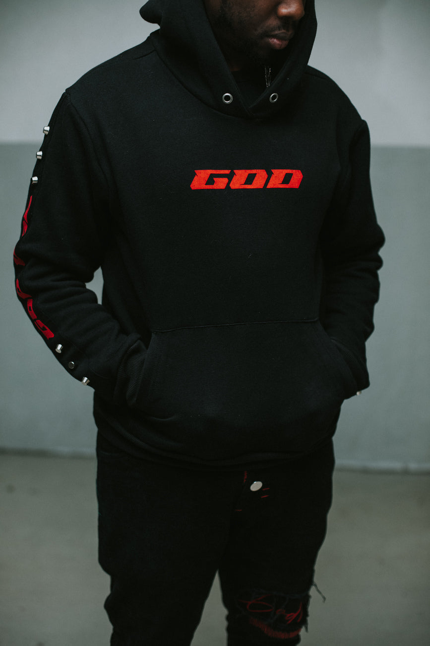HOODIE GOD NEON ORANGE SPIKE
